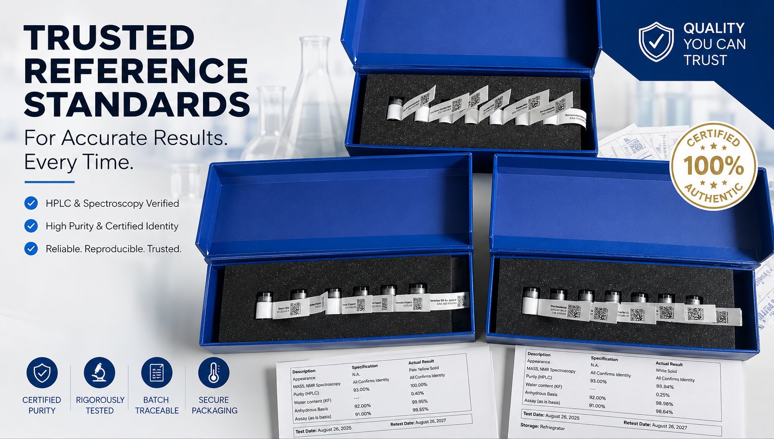 ASYA LAB reference standard packaging with quality documentation