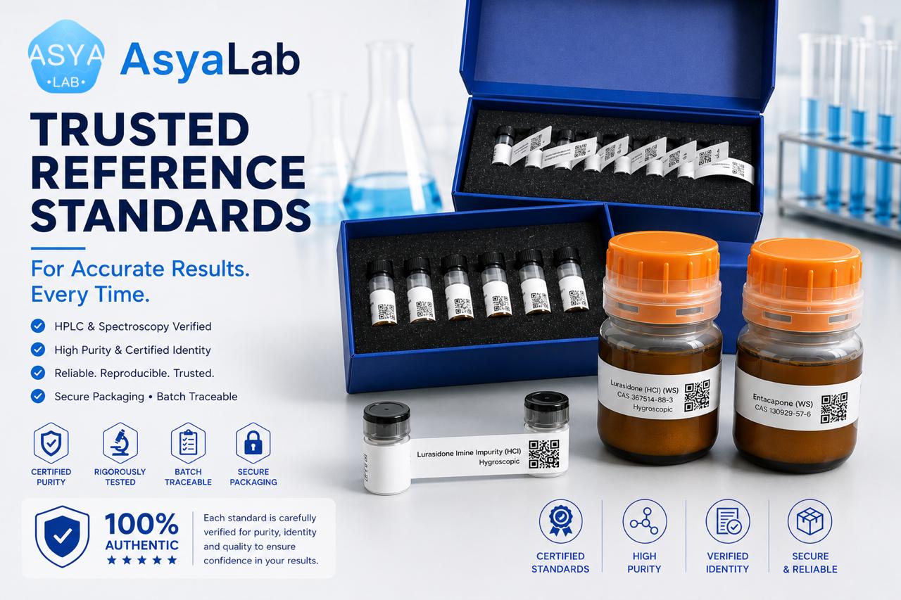 AsyaLab trusted reference standards, vials and pharmaceutical reference bottles